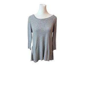 Sonoma Striped Tunic Top Ribbed Knit 3/4 Sleeve‎ Casual Everyday Size M